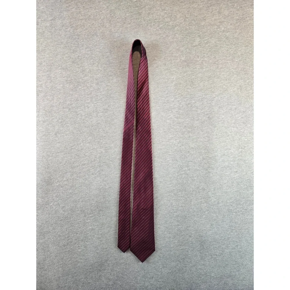 Armani Collezioni Tie Mens OS Burgundy Navy‎ Blue Silk Diagonal Striped Italy